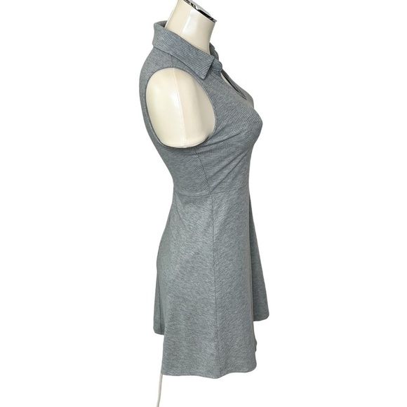 NWT NORDSTROM BP Polo Tank Sleeveless Mini Tennis Dress Ribbed Grey Size S - Picture 4 of 14